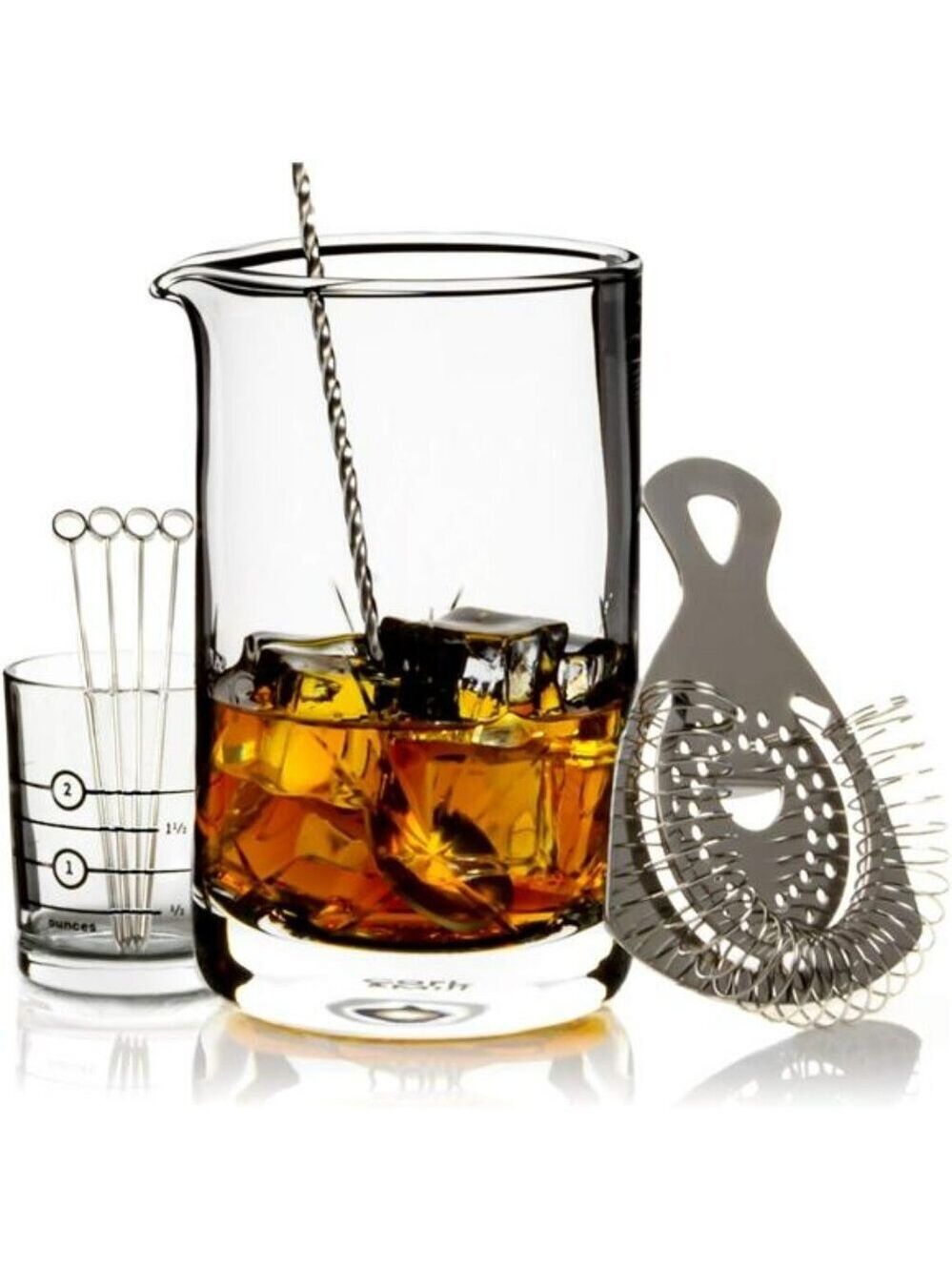 Crystal Cocktail Mixing Glass Set Bar Tools Old Fashioned Whiskey Kit 24oz